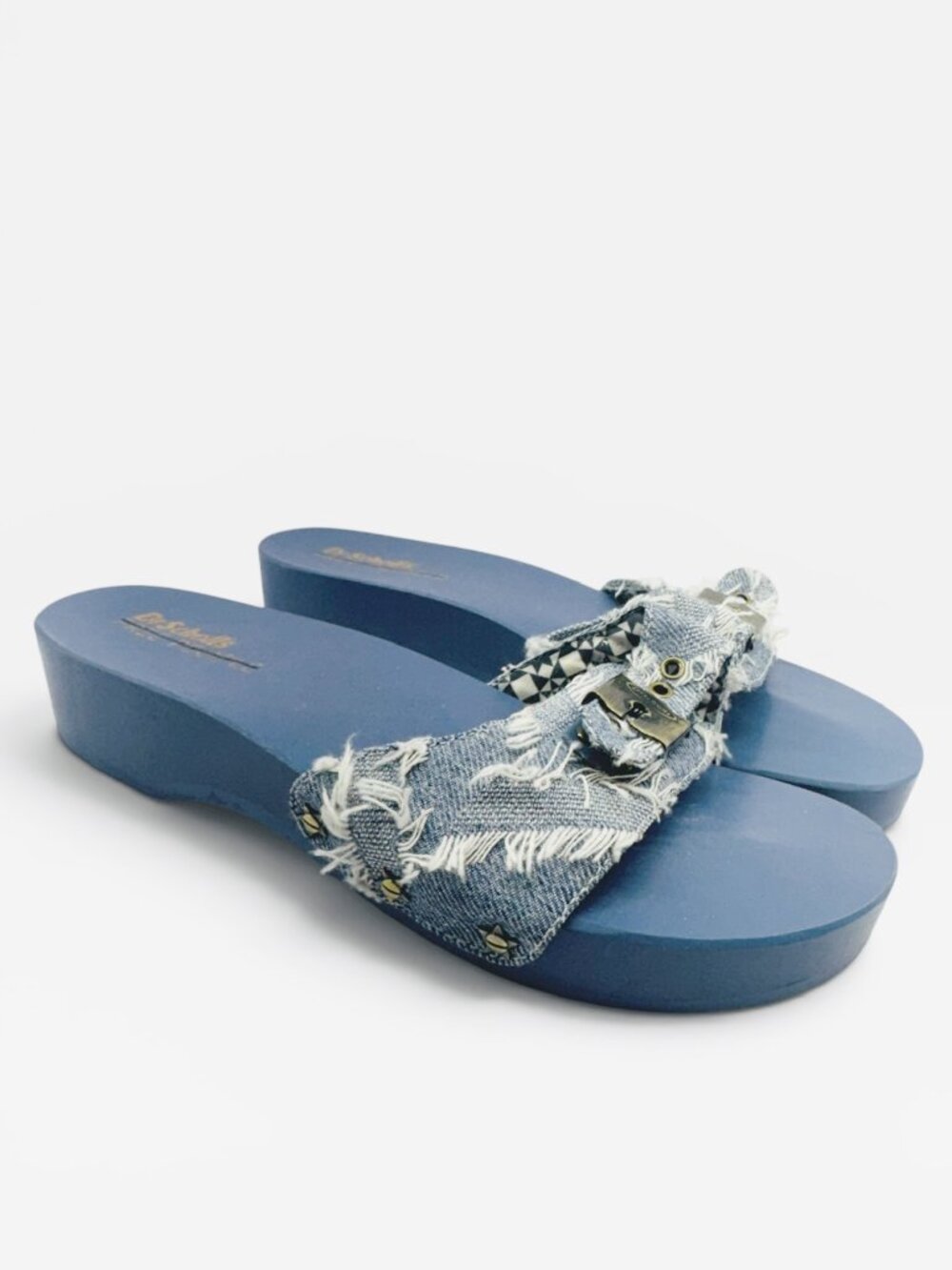 Dr. Scholl’s x Free People Denim Wood Platform Slide Sandals Size 7 RETAIL $158